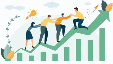 Takım çalışması konsepti vektör çizimi. Motivasyonu ve hedef başarıyı artırın. Destek ve takım çalışması ilişkisi