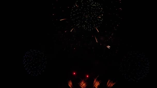 Bilder Real Fireworks Natten Bakgrunder Abstrakta Verkliga Lysande Fyrverkerier Med — Stockvideo