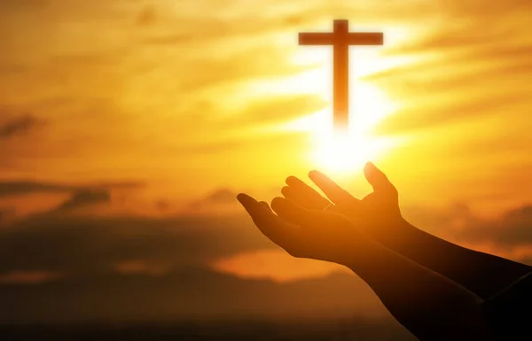 Les Mains Humaines Ouvrent Paume Vers Haut Culte Thérapie Eucharistique — Photo