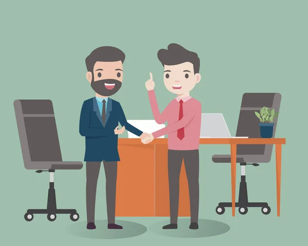 Two Businessman Handshake Good Deal Concept Business Partnership Manager Employee — Stockvector