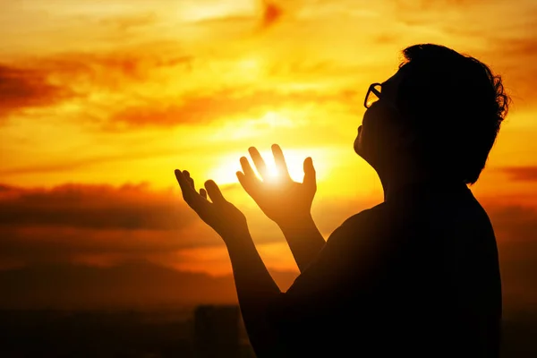 Human Hands Open Palm Worship Eucharist Therapy Bless God Helping — Stock Photo, Image