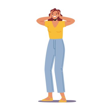 Üzgün Kız Mutsuz Duygular, Melankoli, Keder veya Üzüntü. Genç Ağlayan Kadın Gözyaşlarıyla Başı Tutuyor