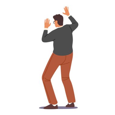 Bir şeyden korkan korkmuş erkek karakter dayaktan ya da zorbalıktan korunuyor. Korku, Şok, Sorunlar