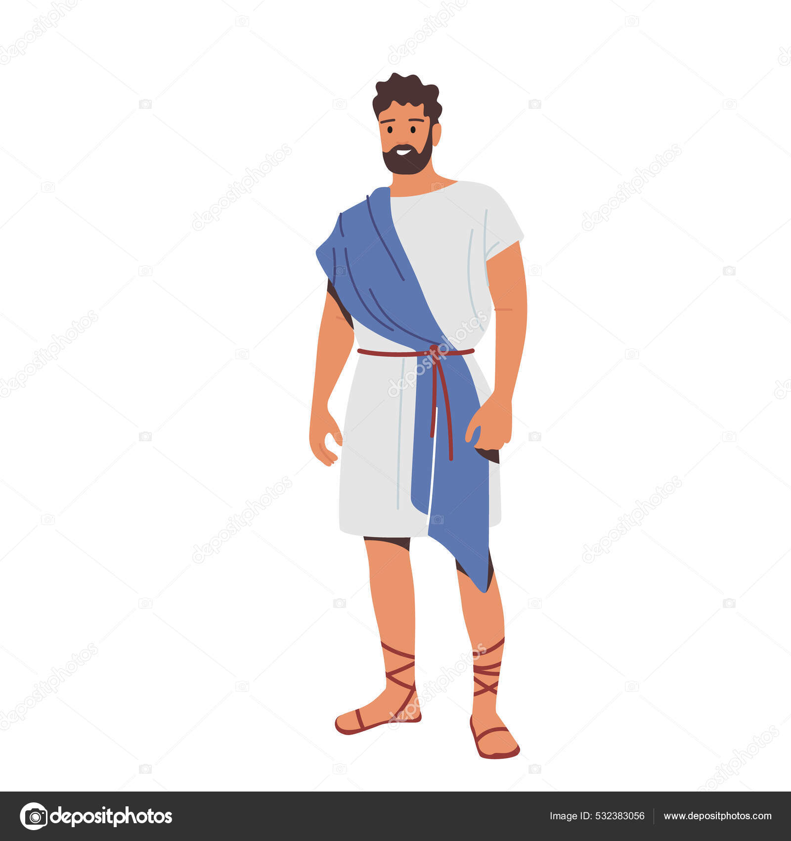 Hombre Romano en Traje Historico Hombre de Caracter Usar Ropa Tradicional Antiguo Ciudadano de Roma en Tunica Azul o Blanca Vector de stock 532383056 de lemono