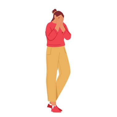 Genç Kadın Yürek Burkan, Ağlayan, Ellerle Yüzü Kaplayan. Kız Acı ve Kederi Hisseder, Üzgün Kadın Karakteri Üzüntüsü