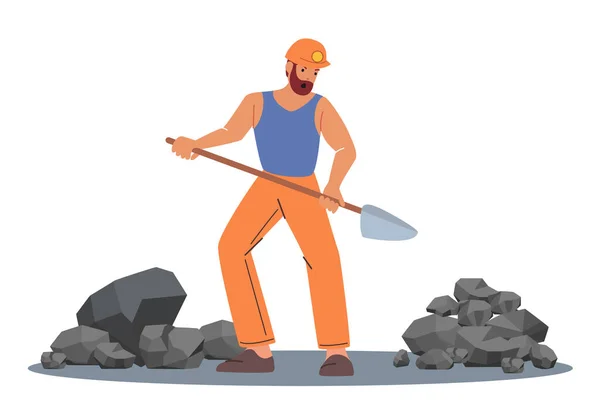 Těžební práce, těžební průmysl Profese, pracovní povolání. Dělnický mužský znak v uniformě a helmě — Stockový vektor