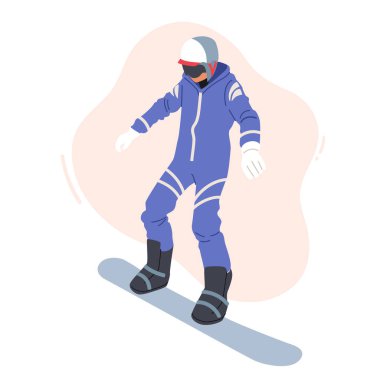 Yetişkin Sporcu Kış Giysileri Giyindi ve Gözlüklü Snowboard ve Dağ Kayak Tesisinde Dublörlük Yapıyor, Kış Sporu