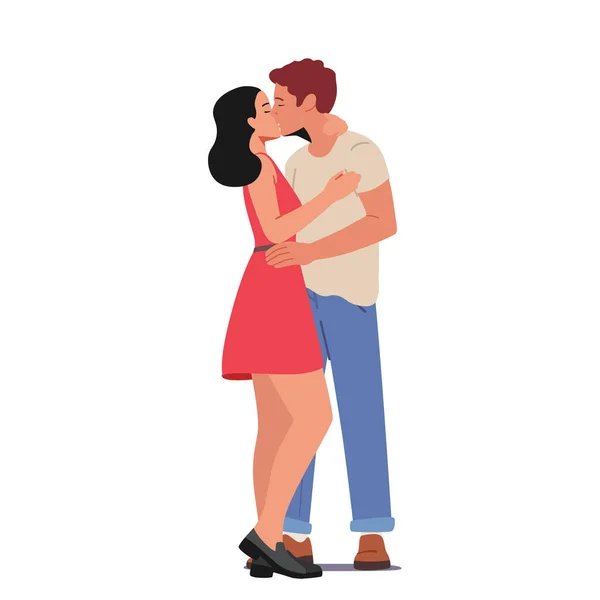 Amorosa pareja besos, Hombre y Mujer personajes se enamoran, Citas Sparetime aislado sobre fondo blanco — Archivo Imágenes Vectoriales