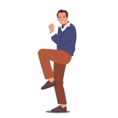 Tatmin Adam Heyecanlı Duygu, Mutlu Erkek Karakteri Gösterisi Evet Pozitif Hareket, Onaylama Hareketi, Başarılı Proje