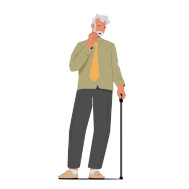 Yaşlı Büyükbaba Karakteri Hatırlamaya Çalışıyor. Alzheimer Hastalığı olan yaşlı adam, Beyin Yaşlılığı Akıl Hastalığı