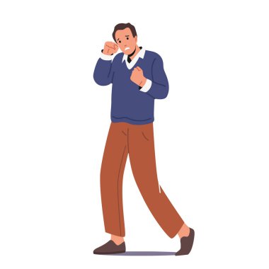 Üzücü ya da Umutsuz Erkek Karakter Ağlayan, Depresyonda ve Endişeli İş Adamı Depresyon ve Endişe Sıkıntısı Problemi