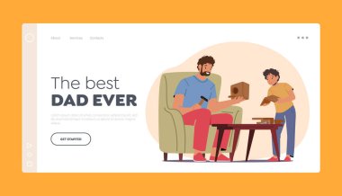 Mutlu Baba ve Oğul Kuş Evi İniş Şablonu. Baba, Çocuk Marangozluk ve İnşaat İşleri 'ni öğretiyor.