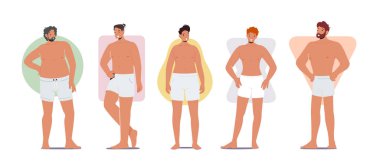 Erkek Vücut Figürleri, Yakışıklı Kişiler Pozisyonu. Erkek Karakterler Kum Saati, Ters Üçgen, Yuvarlak, Dikdörtgen