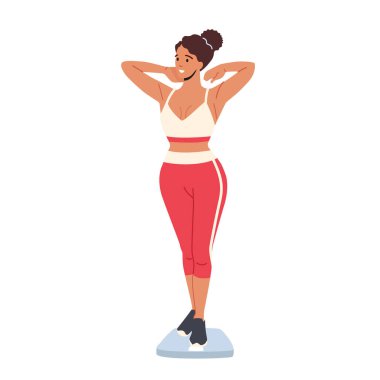 Kadın Kilo Verme ve Kontrol, Sağlıklı Yaşam Tarzı, Diyet Konsepti. Fit Seksi Kadın Ölçekli Spor Takım Giyiyor