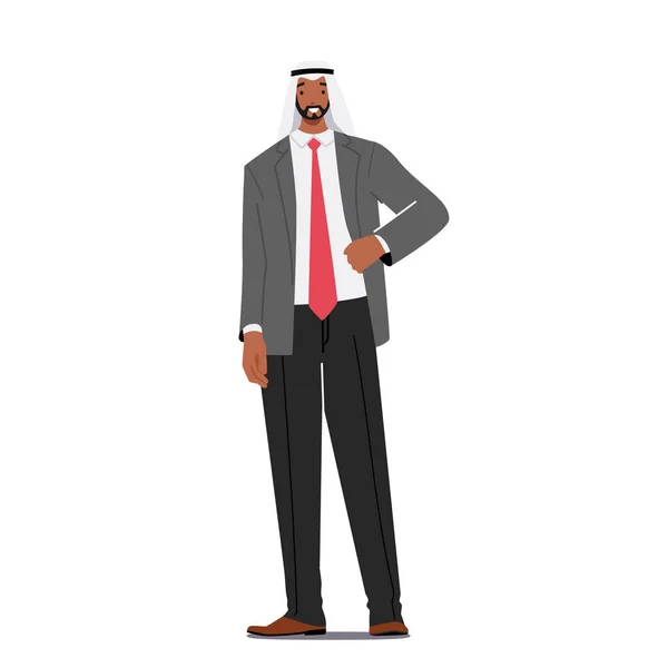 Homme d'affaires arabe en coiffure traditionnelle et vêtements formels. Culture musulmane et mode arabe Concept — Image vectorielle