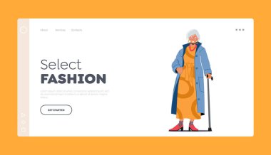 Son sınıf kadın iniş sayfası şablonu. Yürüyen Çubuklu Moda Yaşlısı Kadın Moda Giyen Kadın