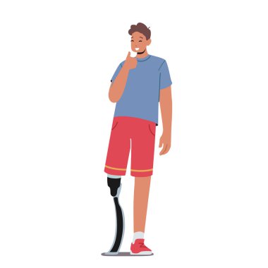 Bacak Protezi 'ne sahip bir atlet, Ampüte Adam Başparmak Hareketi Gösteriyor. Kesilmiş Uzuvlu Engelli Sporcusu