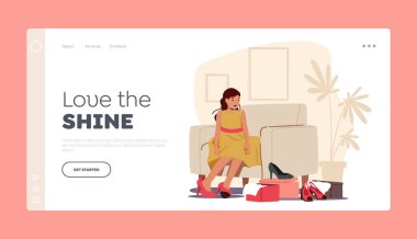 Kadın Çocuk Karakteri Ayakkabı İndirme Şablonu. Mağazadaki Soyunma Odası 'nda Kol Sandalyesi' ne otur ve ayakkabılarını dene.