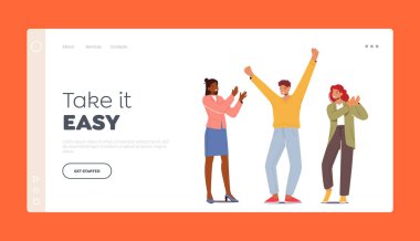 İş Ekibi Başarı İniş Şablonunu Kutla. Zafer, Gol Başarı. İş Arkadaşları Ofisinde Kadınlar Alkışlıyor