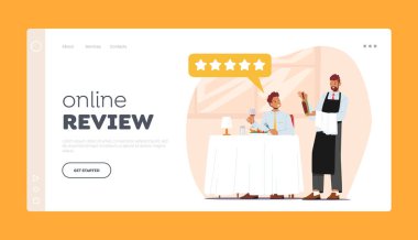 Çevrimiçi İndirme Sayfa Şablonu. Restoranda, Uzmanda veya Blogcuda Şarap Siparişi Veren Yemek Eleştirmeni