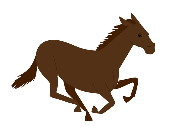 Brown Horse Gallop geïsoleerd op witte achtergrond. Mustang, Stallion Farm of Ranch Animal in Motion. Mare zijaanzicht — Stockvector