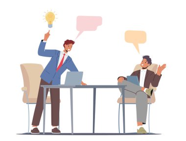 İş Adamları Beyin Fırtınası Çözüm, İşbirliği Konsepti. İş Adamları İş Arkadaşları Yaratıcı Fikir Düşünüyor