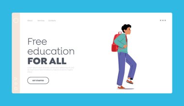Tüm İniş Sayfası Şablonu için Ücretsiz Eğitim ve Bilgi Kaynakları. Öğrenci Yürüyüşü. Genç Erkek Karakter Üniforması
