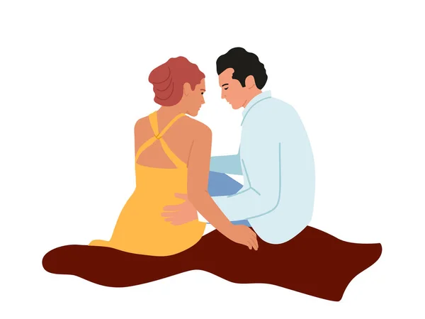 Loving Couple Romantic Relations, Picnic Dating. Male and Female Characters Love, Connection, Romance, Man and Woman — Stock Vector