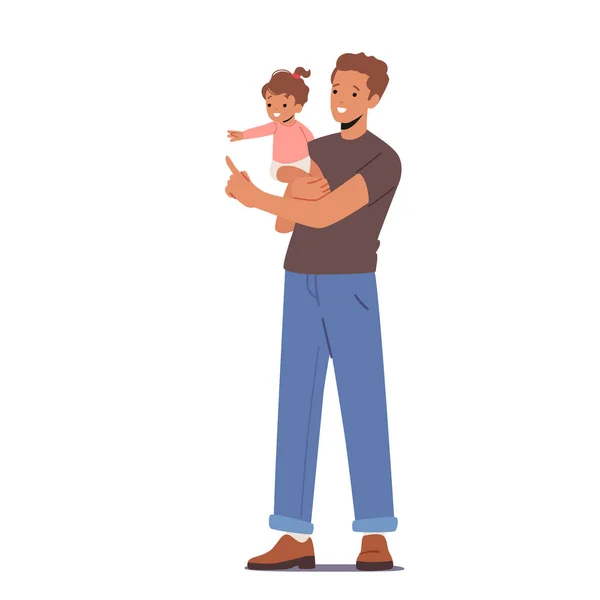 Dad Playing with Child, Family Leisure, Game. Happy Father Character Play and Fun with Baby Daughter. Parenthood — Stockový vektor