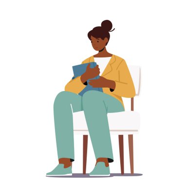 İnsan Kaynakları, İnsan Kaynakları İşe Alma Konsepti. Genç Afrikalı Kadın Aday ve CV Sandalyede Oturuyor, Adam Topluyor