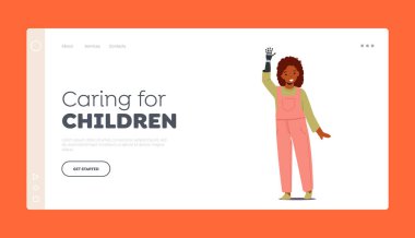 Çocuklara Bakım Sayfa Şablonu. Çocuk sakatlığı, kol ampütasyonu. Biyonik El Protezi Olan Engelli Kız