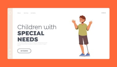 Özel İniş Sayfası Şablonu Olan Çocuklar. Engelli Çocuk, Engelli Protezli Öğrenci