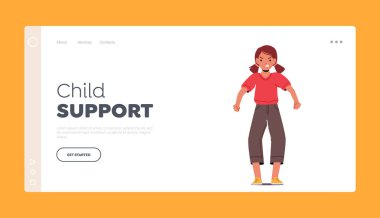 Nafaka İniş Şablonu. Kızgın küçük kız ya da kötü yüz ifadesi. Mutsuz Çocuk Olumsuz Duygu, Kötü Ruh Halleri. Yaramaz Bebek Karakteri. Çizgi film İnsanları Vektör İllüstrasyonu