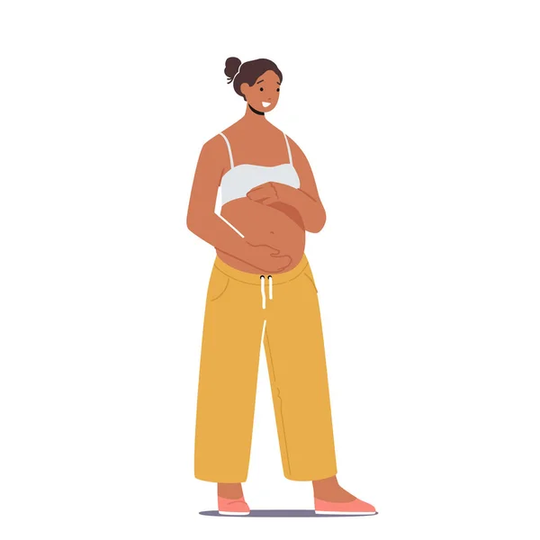 Krásná Těhotná Latinská Žena Těhotenství Mateřství Koncepce Mladá Matka Drží — Stockový vektor