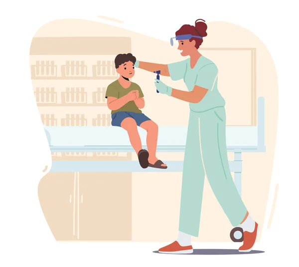 Enfant Rendez Vous Médical Hôpital Ent Examining Ears Kid Otolaryngologue — Image vectorielle