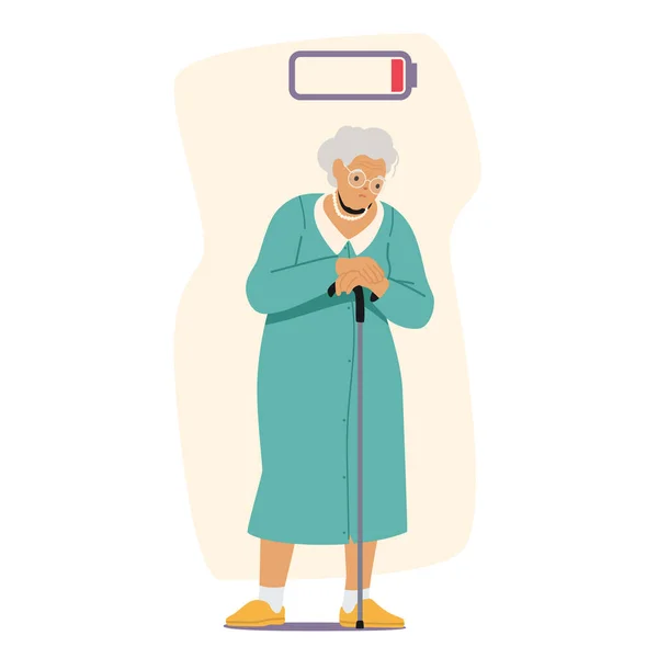 Tired Elderly Woman Unwell Feeling Lonely Old Female Character Low — Stock vektor