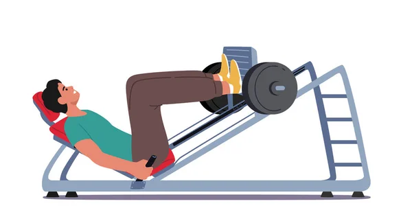 Sport Activity Fitness Sportsman Powerlifter Training Legs Lying Press Bench — Stock Vector