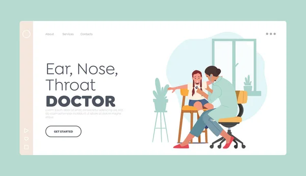 Ear Nose Throat Doctor Landing Page Template 소아과 Stethoscope 사용하여 — 스톡 벡터