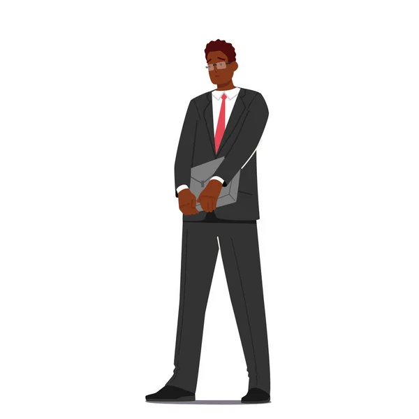 Мужской Персонаж Африканского Бизнесмена Одинокий Человек Формальном Костюме Белой Рубашке — стоковый вектор