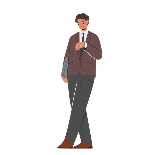 Чоловік Formal Suit Bag Look Wrist Watch Молодий Бізнесмен Вір — стоковий вектор