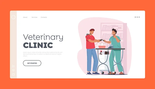 Veterinary Clinic Landing Page Template Animal Health Care Medicine Vet — Stockvector