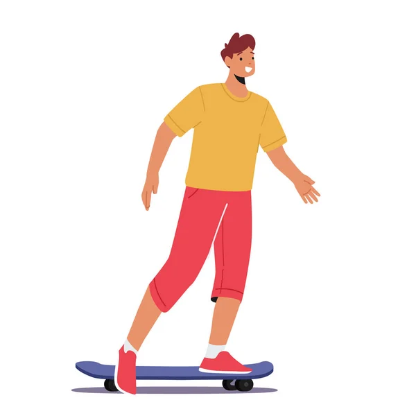 Teenager Boy Riding Skate Board Youth Urban Culture Outdoor Activity — Vetor de Stock