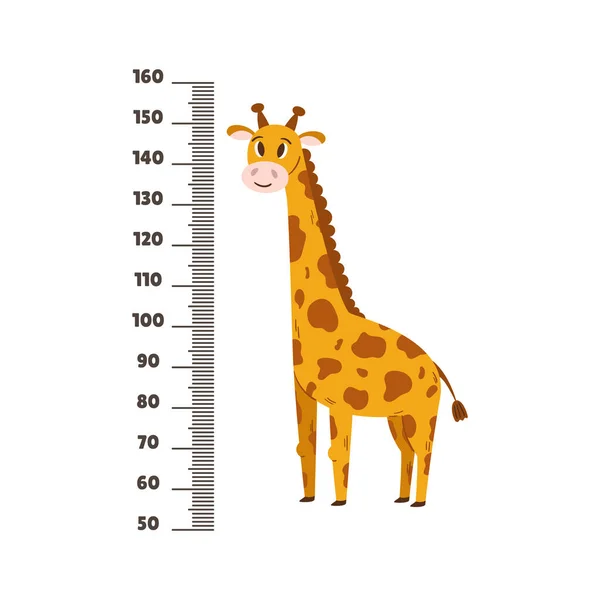 Kinder Höhe Meter Mit Cartoon Giraffe Lustiges Afrikanisches Tier Zentimeter — Stockvektor