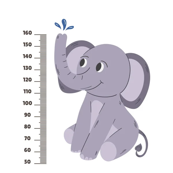 Escala Centímetros Para Niños Con Elefante Medidor Altura Con Dibujos — Archivo Imágenes Vectoriales