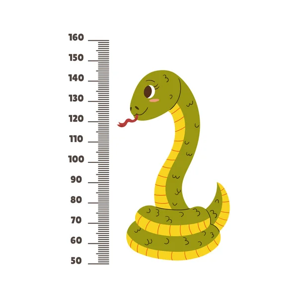 Règle Bébé Compteur Croissance Pour Enfants Avec Serpent Drôle Échelle — Image vectorielle