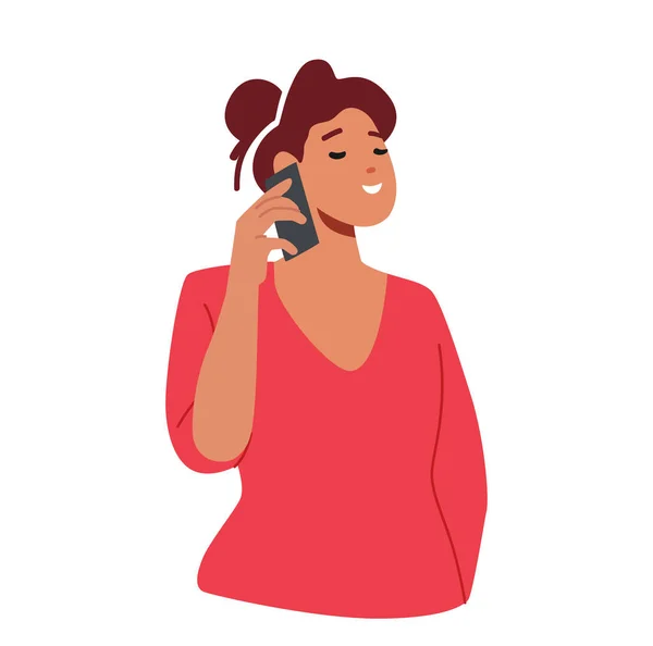 Νεαρή Γυναίκα Μιλώντας Από Smartphone Απομονωμένη Λευκό Φόντο Joyful Girl — Διανυσματικό Αρχείο