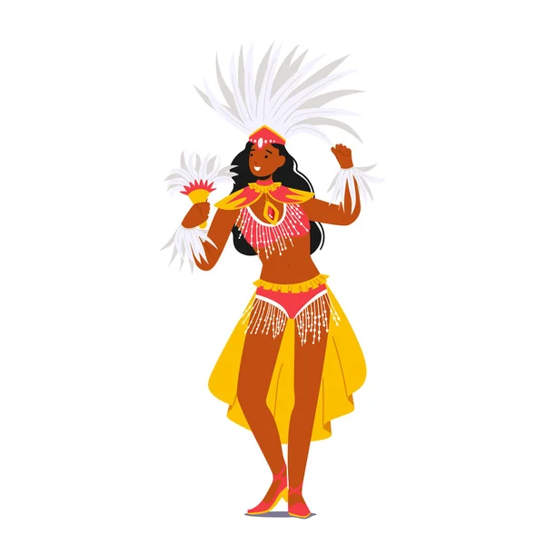 리우데자네이루의 카니발에서 피터스 축제를 벌이는 브라질의 댄서가 화이트 그라운드에서 고립되었다 — 스톡 벡터