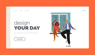 Friends Home Party, Recreation Landing Page Şablonu. Arkadaş Toplantısı, Kurum. Genç kadın ve erkek bardakları alkolle tokuşturur, eğlenin, olayı kutlayın. Çizgi film İnsanları Vektör İllüstrasyonu