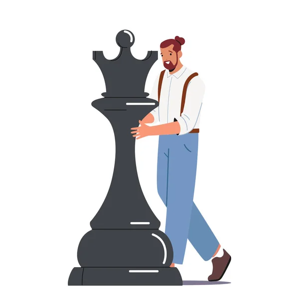 Uomo Sicuro Che Indossa Jeans Sulle Sospensioni Spostare Black Chess — Vettoriale Stock