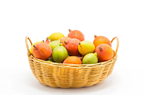 Raw betel nut in the basket on white background — Stock Photo, Image